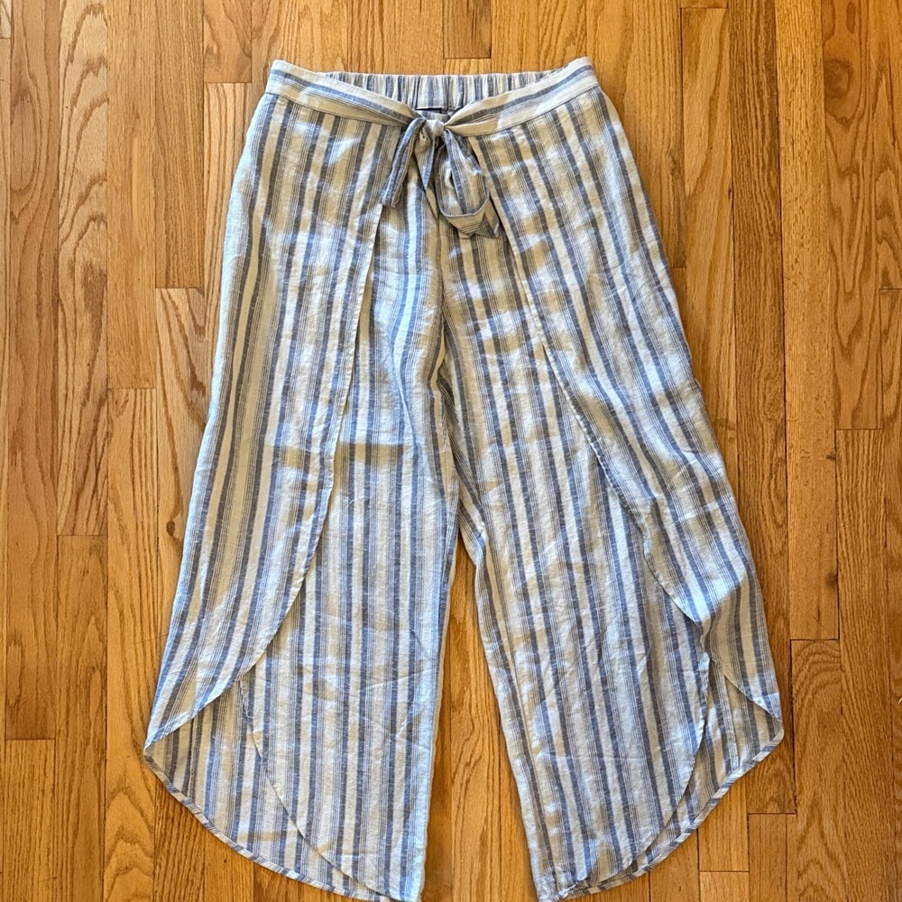 Patagonia sz M Garden Island Striped Wide-Leg Pants with Tie Waist hemp VGUC